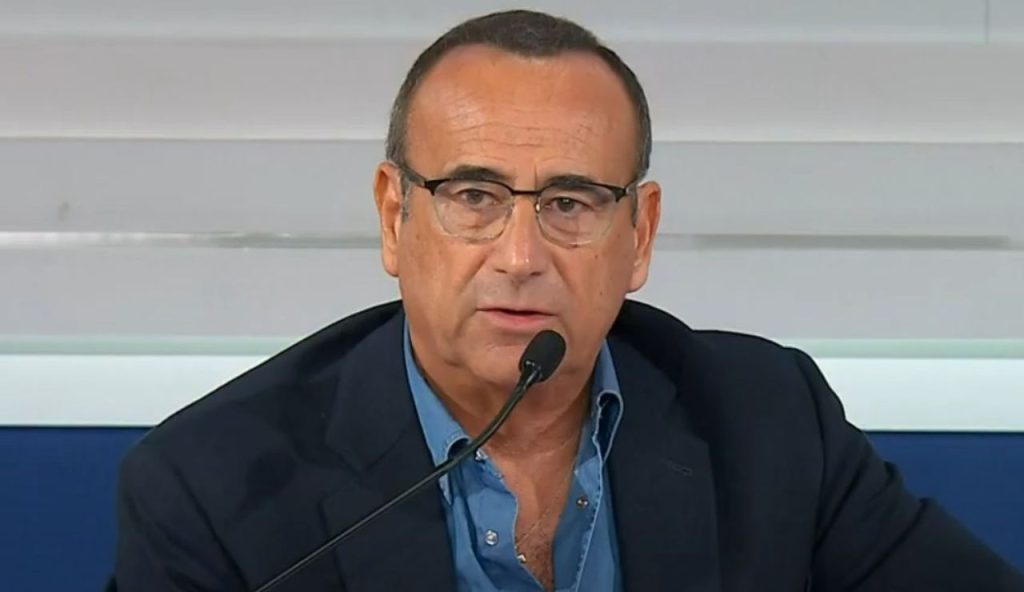 Carlo Conti serio (Rai - youtube screenshot) - www.energycue.it