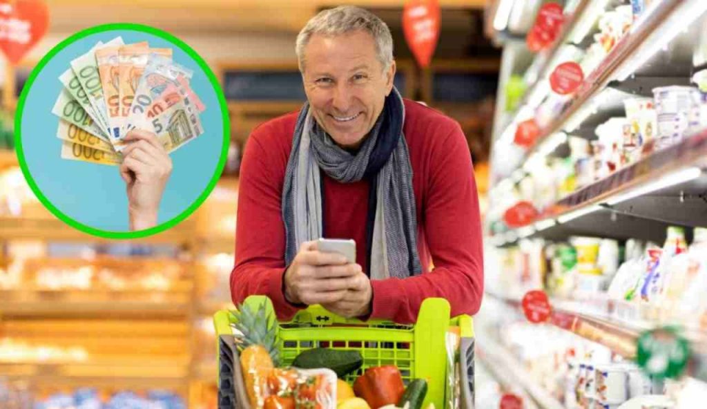 Pensionato fa la spesa (Canva foto) - www.energycue.it